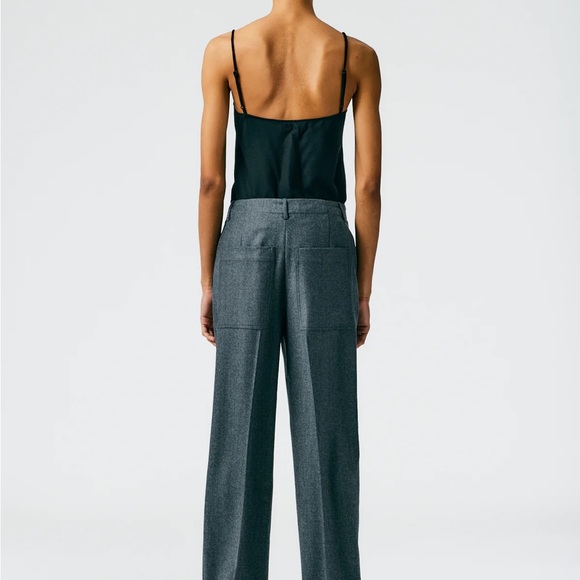 Tibi NWT Superfine Wool Flannel Rodney Straight Leg Trouser - Heather Grey 0 - Picture 3 of 3
